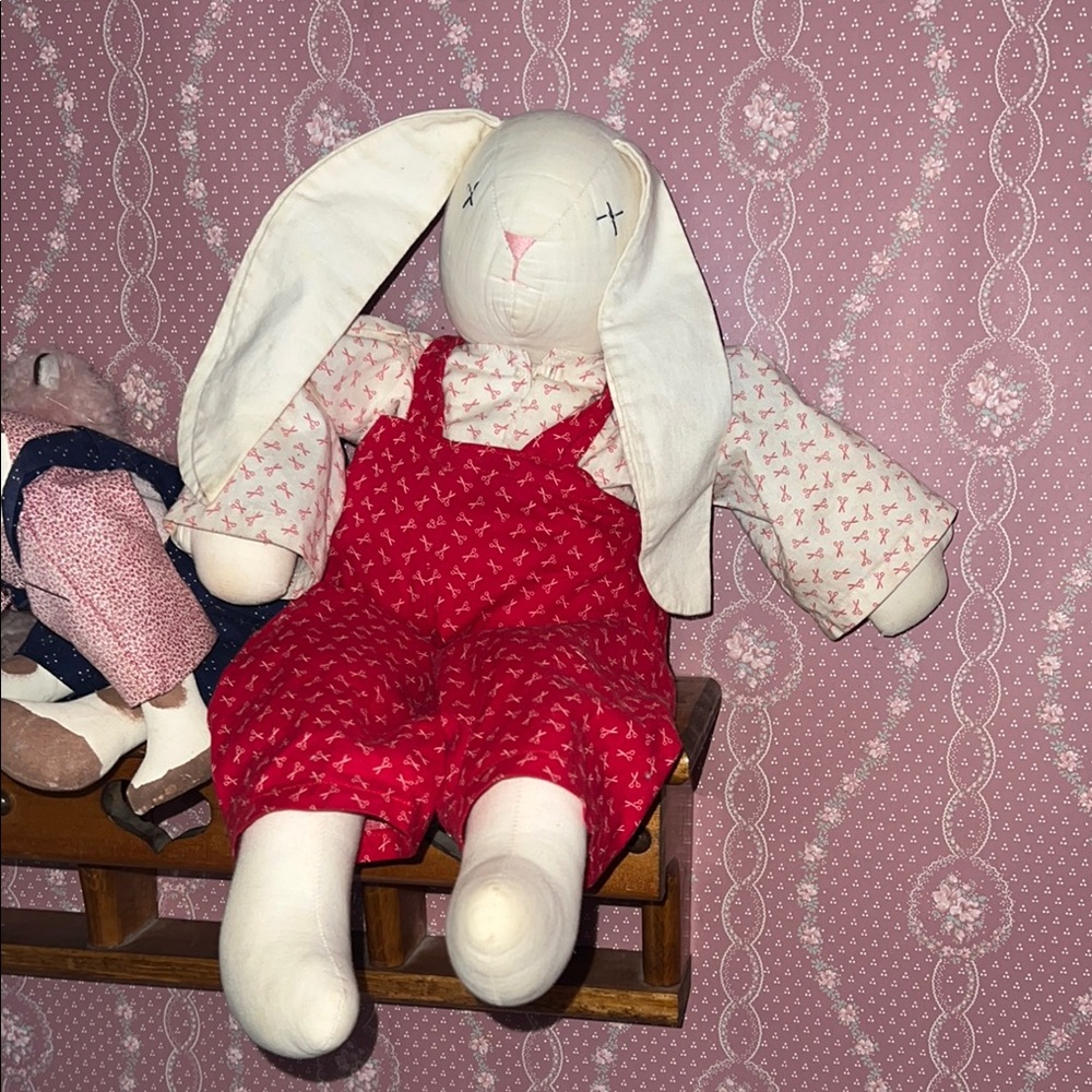 Vintage Handmade White Bunny Plush Toy